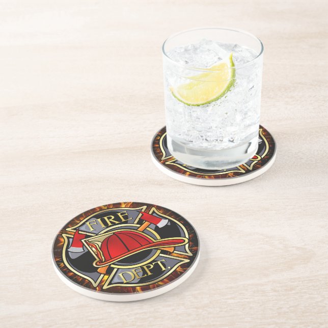 Firefighter Pattern  Coaster (Side)