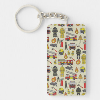 Firefighter Pattern, Fire Truck, Rescue Gear, Flam Key Ring