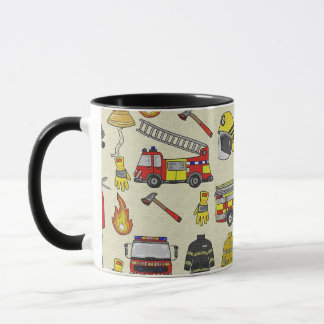 Firefighter Pattern, Fire Truck, Rescue Gear, Flam Mug