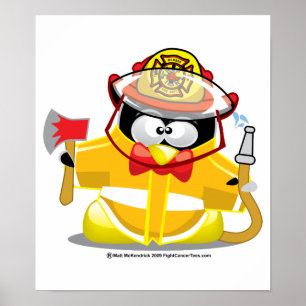Firefighter Penguin Poster