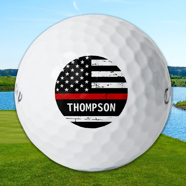 Firefighter Personalised Fire Thin Red Line Flag Golf Balls (Creator Uploaded)