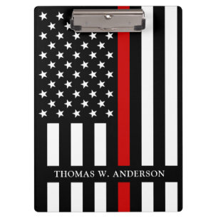 Firefighter Personalised Name Thin Red Line Clipboard
