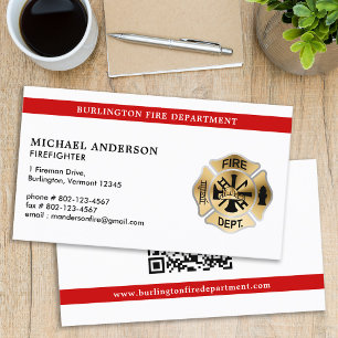 Firefighter Personalised QR Code Fire Department Business Card