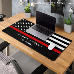 Firefighter Personalised Thin Red Line Desk Mat