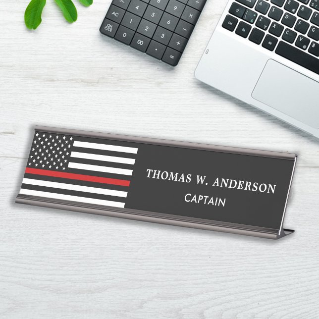 Firefighter Personalised Thin Red Line Desk Name Plate (Creator Uploaded)