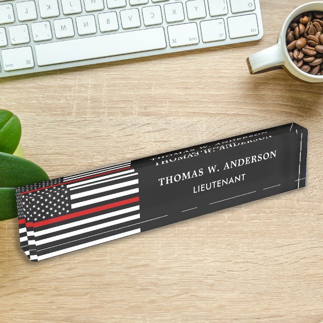 Firefighter Personalised Thin Red Line Nameplate (Creator Uploaded)
