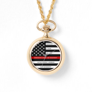 Firefighter Personalised Thin Red Line Retirement Watch