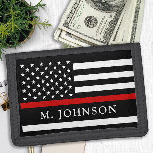 Firefighter Personalised Thin Red Line Trifold Wallet