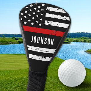 Firefighter Personalised USA Flag Thin Red Line Golf Head Cover