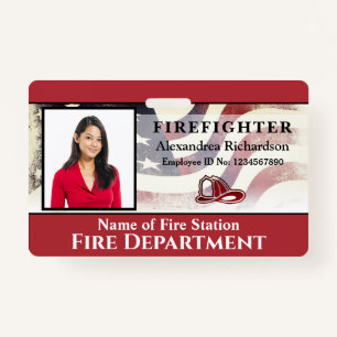 Firefighter Photo Name Logo ID Card Custom ID Badge