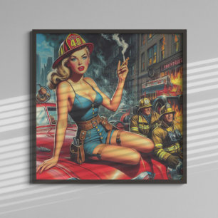 Firefighter Pin-up Poster