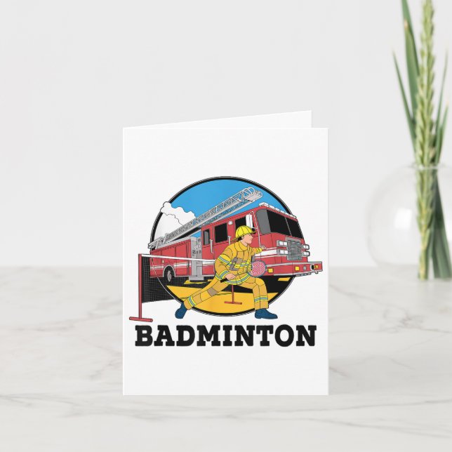Firefighter Playing Badminton Fireman Firefight Sp Card (Front)