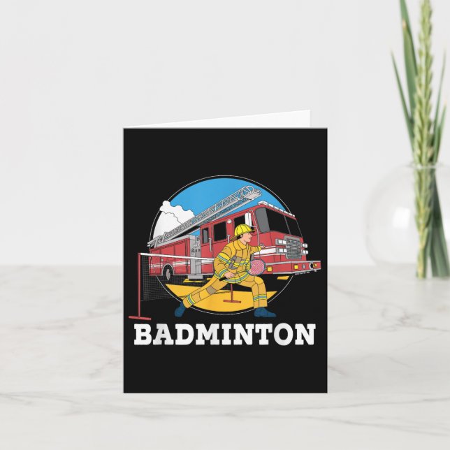 Firefighter Playing Badminton Fireman Firefight Sp Card (Front)