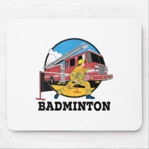 Firefighter Playing Badminton Fireman Firefight Sp Mouse Pad
