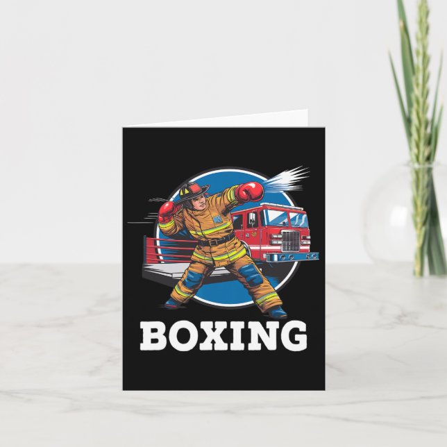 Firefighter Playing Boxing Fireman Firefight Sport Card (Front)