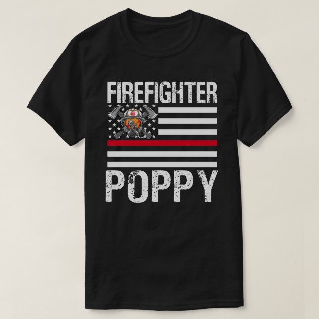 Firefighter POPPY Support The Thin Red Line US Fla T-Shirt (Design Front)