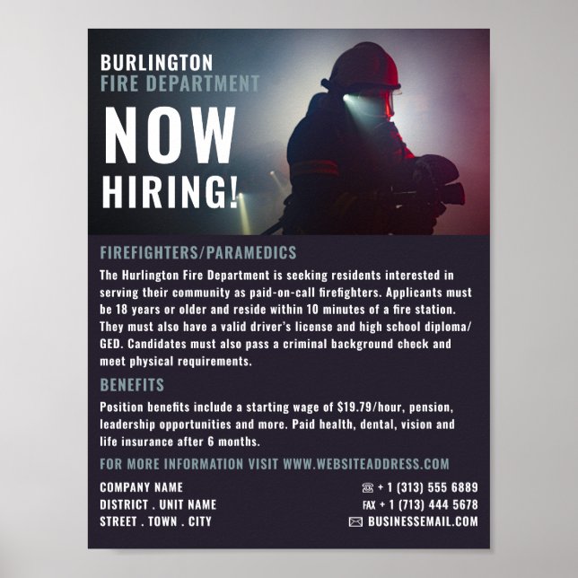 Firefighter Portrait, Firefighter Recruitment Poster (Front)