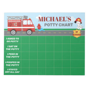 Firefighter Potty Chart Personalised Name & Tasks Notepad