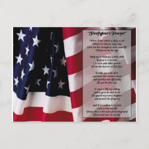 firefighter prayer black print postcard