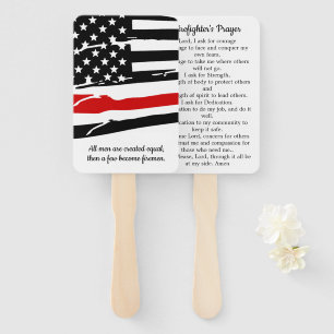 Firefighter Prayer Card Thin Red Line Graduation Hand Fan