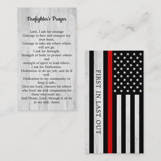 Firefighter Prayer Thin Red Line Fireman Business Card (Front/Back)