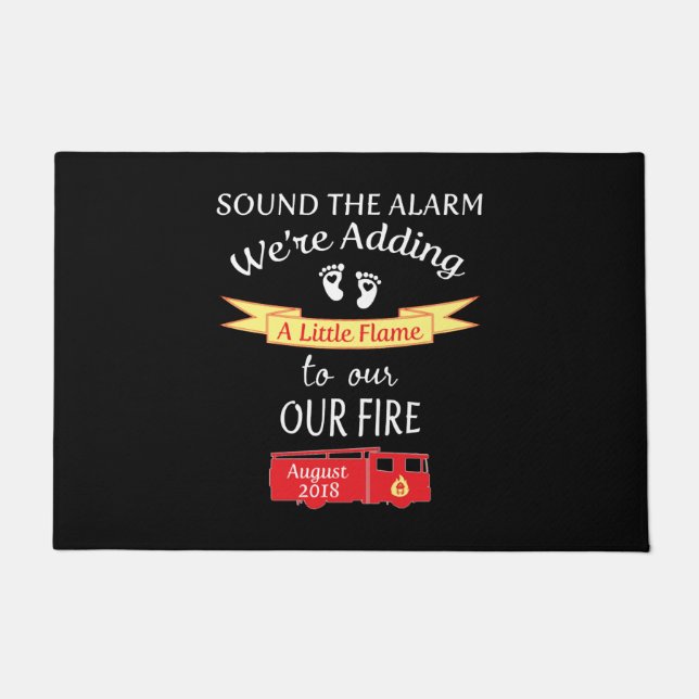 Firefighter Pregnancy Announcement  August 2 Doormat (Front)