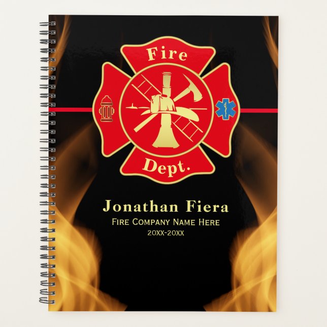 Firefighter Pride Maltese Cross with Flames Planner (Front)