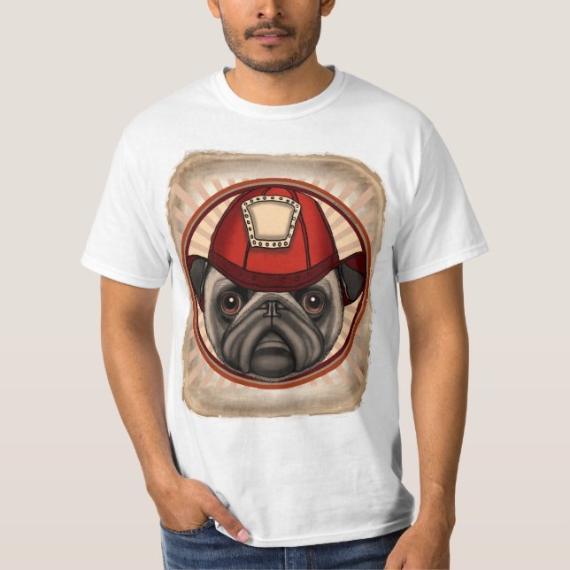 Firefighter Pug T-Shirt (Front)