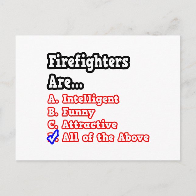 Firefighter Quiz...Joke Postcard (Front)