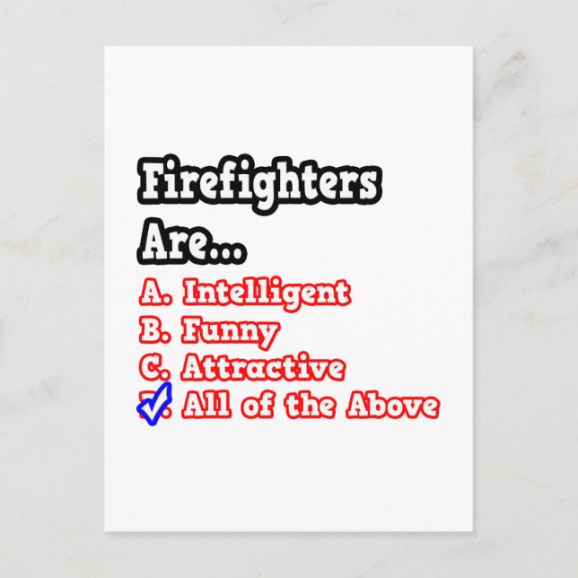 Firefighter Quiz...Joke Postcard (Front)
