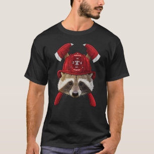 Firefighter Racoon Fireman Kids Fire Rescue Trash T-Shirt