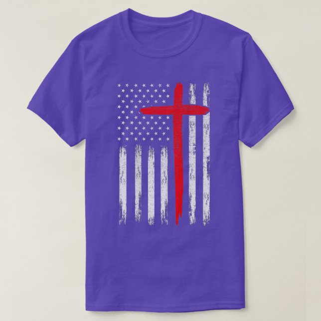 Firefighter Red Cross With American Flag (on back) T-Shirt (Design Front)