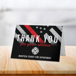 Firefighter Red Line American Flag First Responder Thank You Card