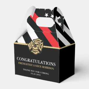 Firefighter Red Line Flag Fire Academy Graduation Favour Box