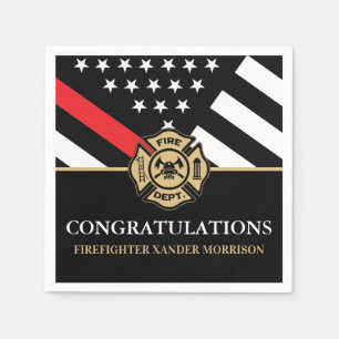 Firefighter Red Line Flag Fire Academy Graduation Napkin