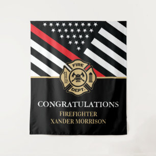 Firefighter Red Line Flag Fire Academy Graduation Tapestry