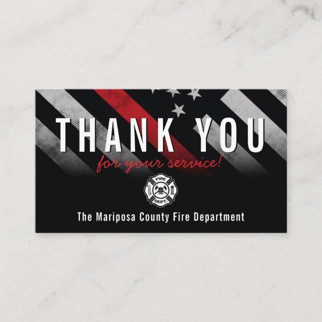 Firefighter Red Line Flag Responder Thank You Business Card (Front)