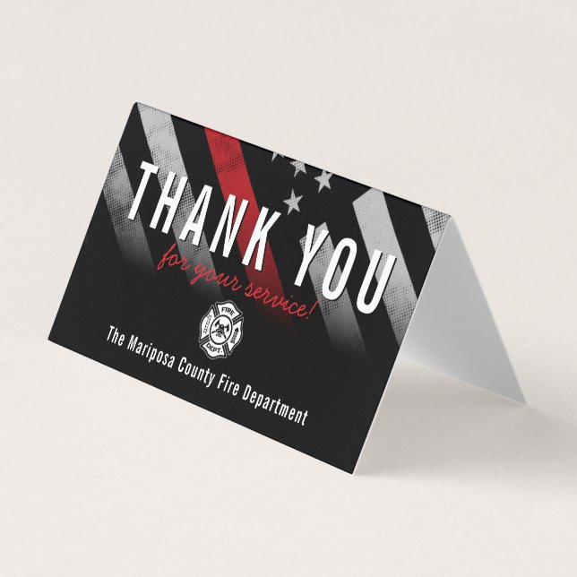 Firefighter Red Line Flag Responder Thank You Business Card (Front)
