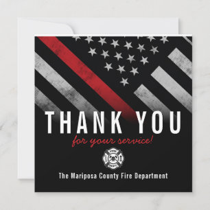 Firefighter Red Line Flag Responder Thank You Card