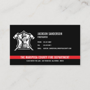 Firefighter Red Line Logo Fire Department Business Card