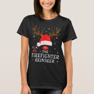 Firefighter Reindeer Family Matching Christmas Pjs T-Shirt