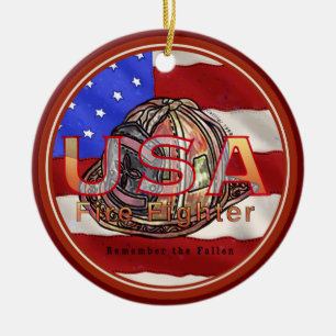 Firefighter remember the fallen  ceramic ornament