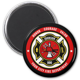 Firefighter Rescue ADD NAME Fire Department Badge Magnet