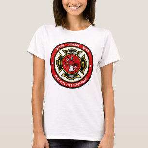 Firefighter Rescue ADD NAME Fire Department Badge T-Shirt