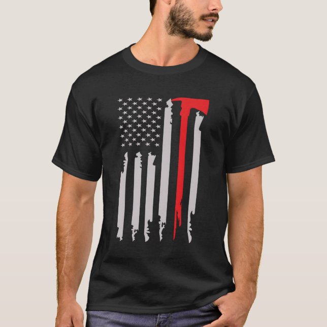 Firefighter Rescue Gifts Usa Flag American Themed  T-Shirt (Front)