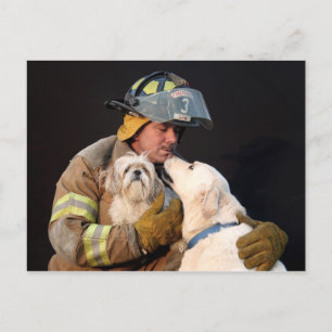Firefighter rescue postcard