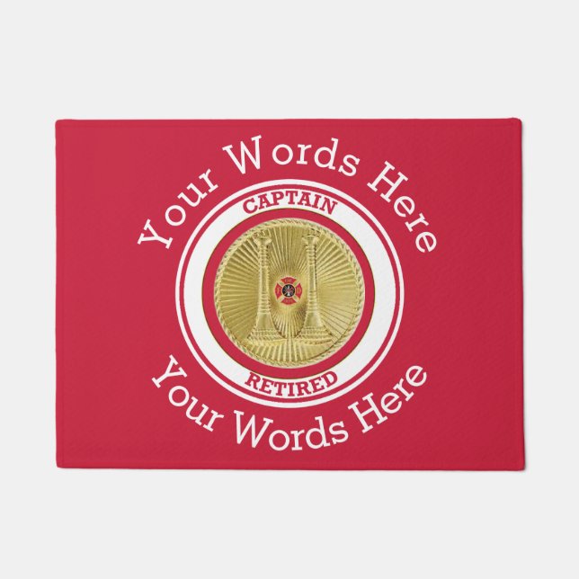 Firefighter Retired Captain Custom Door Mat (Front)