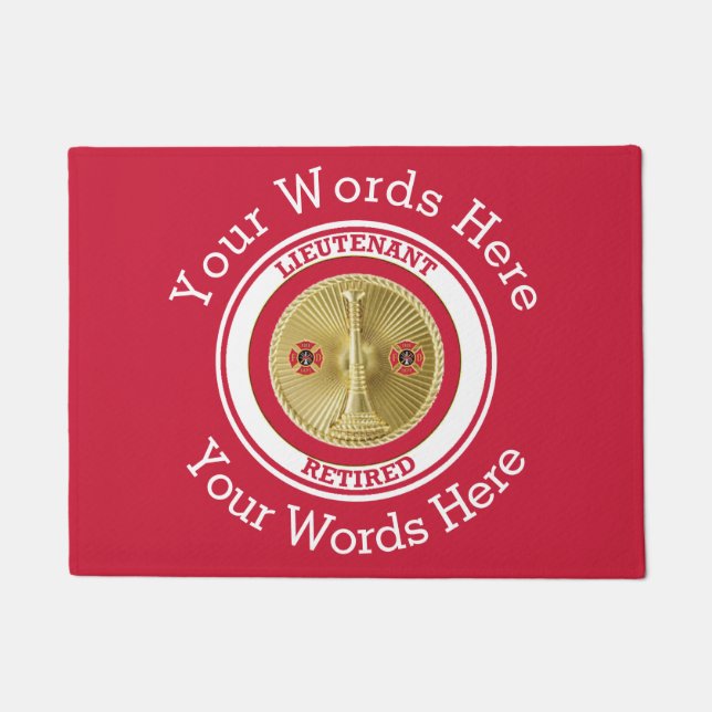 Firefighter Retired Lieutenant Custom Door Mat (Front)
