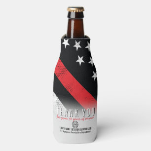 Firefighter Retirement Anniversary Red Line Flag Bottle Cooler