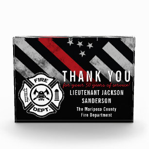 Firefighter Retirement Anniversary Red Line Flag Photo Block